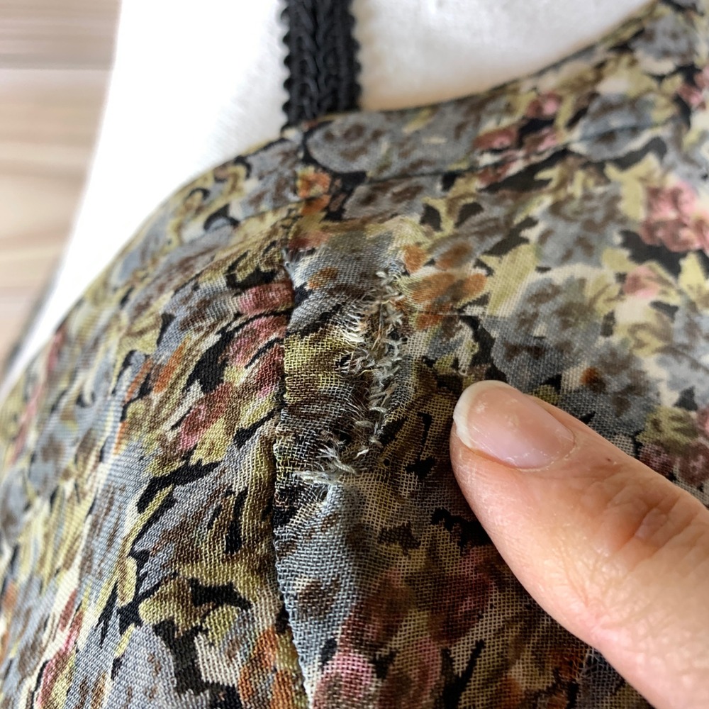 Vtg 90s Starina Maxi Dress Women L Dark Floral Pleated Layered Boho Fairy Grunge - Picture 8 of 14